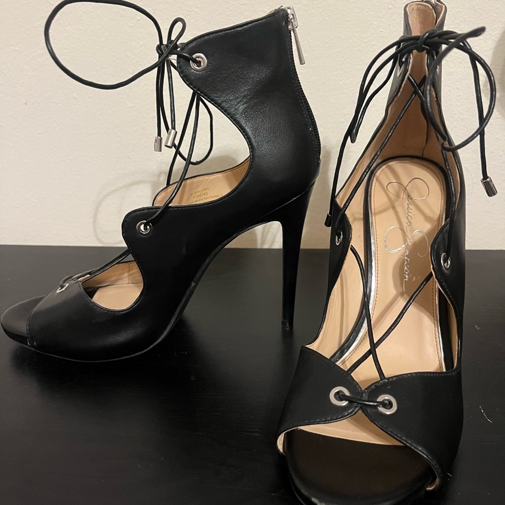 Strappy black Jessica Simpson heels size 9
